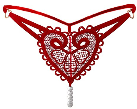 Générique String Ficelle Femme Sexy éRotique Transparente Culotte Sexy Femme éRotique Hot avec Perle Massage Lingerie Femmes Coquine Hot Pute sous Vetements Feminins Dentelle Motif Amour