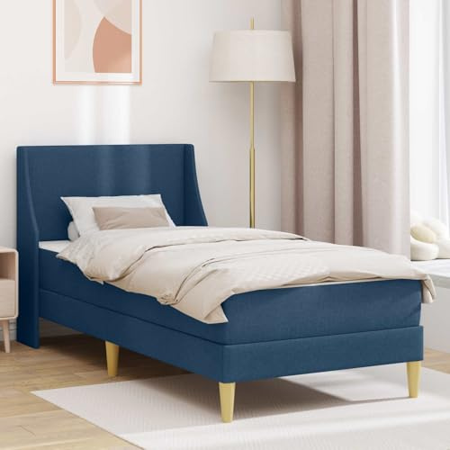 Holepyr Sängram med madrass och huvudgavel av polyester, rektangulär ram med ribbotten och förvaringsutrymme, slitstark vändmadrass för sovrum, gästrum, lägenhet