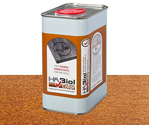 HABiol Color 1l Nussbaum Holzöl Holzpflegeöl Arbeitsplattenöl Möbelpflege Möbelöl Leinölfirnis Küchenplattenöl Terrassenöl Gartenmöbelöl für Innen & Außen (Nussbaum)