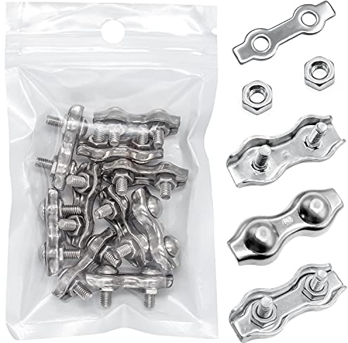 YYWEi Duplex Klemme 2mm Drahtseilklemme 304 Edelstahl Seilklemme für Drahtseile Rostfrei Kabelklemme Markise Fixiert (10 Stück)