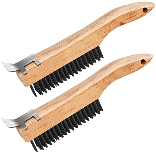 Drado 2 Stück Drahtbürste, Drahtbürstenset, Drahtbürste zur Rostentfernung, Holzgriffdraht