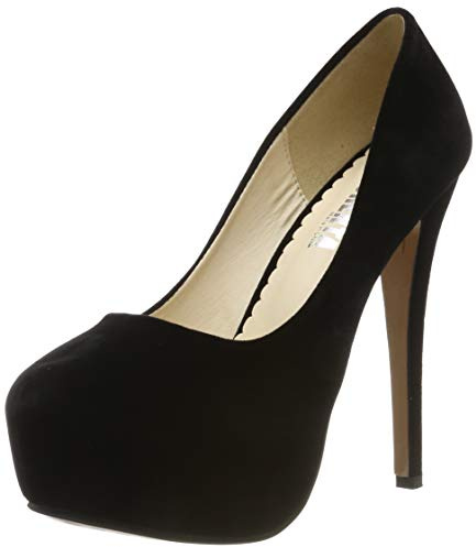 OCHENTA Zapatos de tacón alto con punta redonda para mujer, Black, 42.5 EU