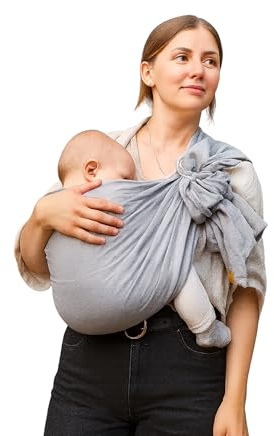 Layra Cohi ® Fular Portabebé Tipo Sling con Nudo Corredizo y Bandolera + Chupetero + Bolsa - Comodidad y Seguridad para tu Bebe - Fácil de usar - Baby Carrier - Certificado OEKO TEX