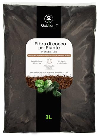 GebEarth®| Fibra di Cocco per Piante 100% Naturale【3L】 | Lavata e Tamponata | Fibra di cocco Universale per Piante in Vaso e Coltivazioni Idroponiche.