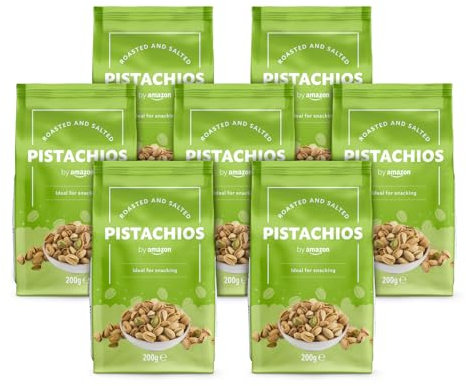 by Amazon Pistachos tostados y salados, 1400g, 7 Paquetes de 200g