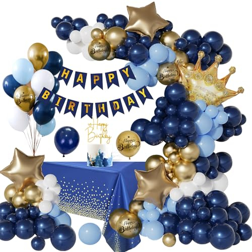 Geburtstag Deko Marineblaues Gold, Geburtstag Mann Frauen Geburtstagdeko Marineblaues Gold, Happy Birthday Girlande Ballon Deko, Deko Geburtstag Luftballons, Birthday Party Decorations