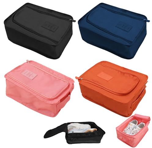 KASESSS 4 Stück Schuhbeutel Reise, Wasserdicht Schuhtasche, Staubdicht Schuhtaschen Tragbare Schuhsack mit Reißverschluss Shoe Bag für Männer und Frauen Schuhe Beutel Organisator Reisezubehör
