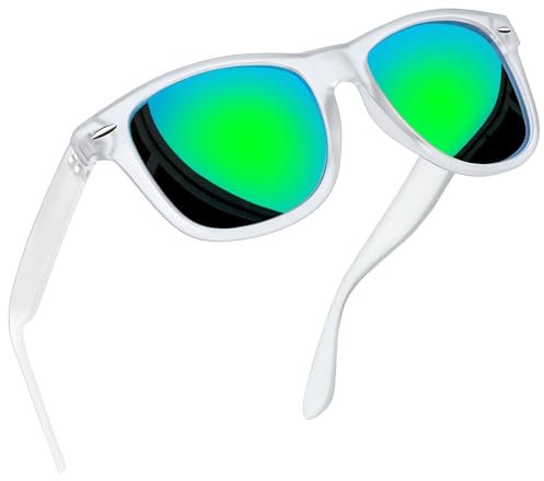 Joopin Square Polarised Sunglasses for Men Women UV Protection Unisex Mirror Retro Sunglasses Man for Driving Hiking Fishing Sports (Mirrored Green Lens)