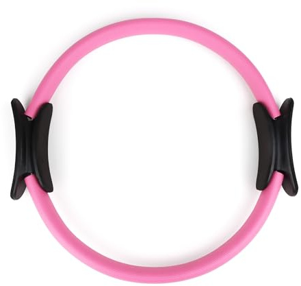 Phoenix Fitness Pilates Ring - Double Handle Exercise Circle Fitness Magic Circle Resistance Ring Dual Grip for Yoga Core Training - 15 Inch - Pink
