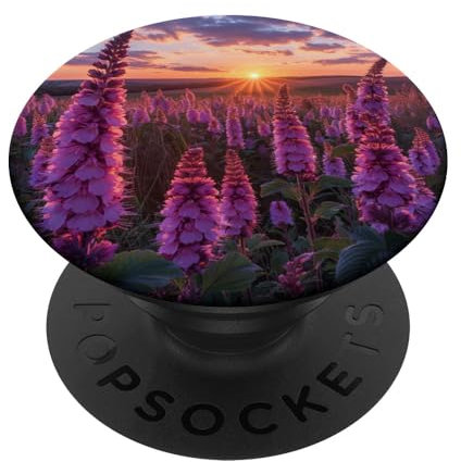 Anise Hyssop Flower Field Beautiful Sunset Graphic PopSockets Swappable PopGrip