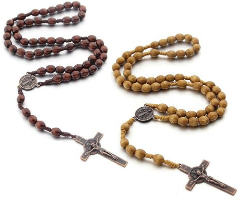 YUGUOLAN 2 Stück Rosenkranz und Jesus Kreuz Kette für Katholische Christen - Orthodoxe Gebetskette, Religiöse Kommunion, Taufe, Messe, Bibel