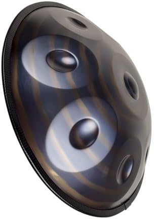Handpan, strumento professionale in acciaio per adulti, 9/10/12 note, 55,9 cm, D minore, con borsa per il trasporto e supporto per tamburo a mano (440 Hz, 9 note)