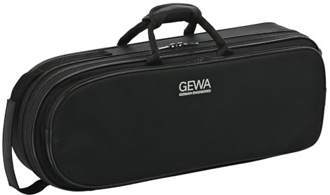 GEWA Trumpetväska för 1 trumpet (perinet eller roterande ventil), nylontyg, glasfiber, inkl. ryggsäcksremmar, individuellt justerbar inre utrustning, tillbehörs- och notväska, svart
