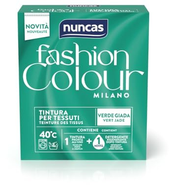 Nuncas Fashion Colour Milano - Vert Jade - Kit de teinture textile - Prêt à l'emploi avec lessive post-traitement (180 g - 75 ml)