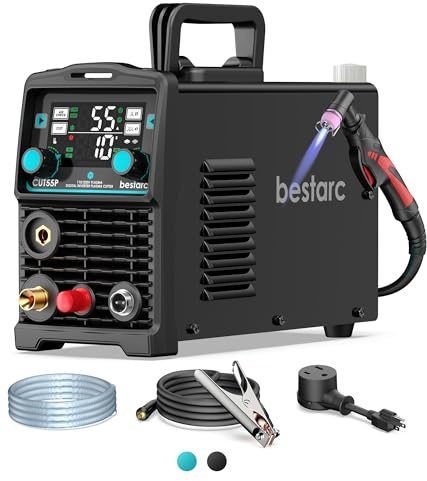 bestarc Taglierina al plasma, [arco pilota] [grande display a LED] 55A bestarc macchina per taglio al plasma 110/220 V doppia tensione, 5/8 pollici taglio netto 3/4 pollici, taglio a rete post flusso