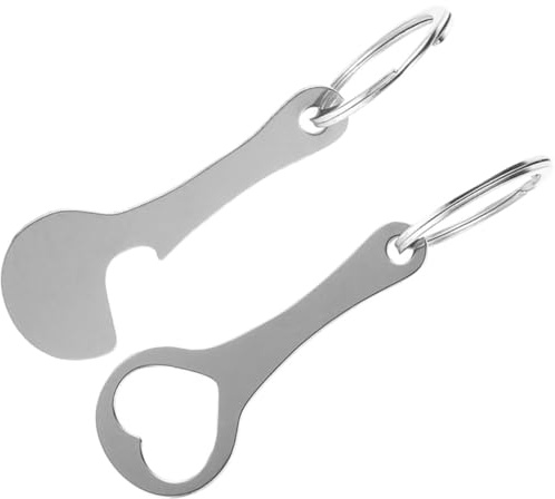 Abaodam 2pcs Stainless Steel Shopping Cart Token Keychain with Crescent Heart Pendant, Portable Trolley Coin Keyring for Supermarket Use