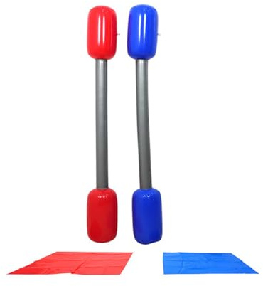 Gioco Gladiatore Gonfiabile - Bastone da Boxe 180 cm (Set da 4 Pezzi) | Tappetino da gioco interattivo all'aperto, bastone gonfiabile per genitori e bambini, giocattolo sportivo da cortile per giardin