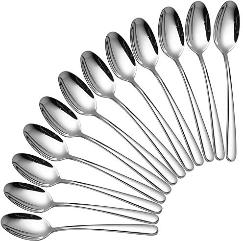 QUECHER 7.4 Cucchiaio da minestra, Cucchiaio di caffè Cucchiaio del Gelato Sundae Cucchiaio 304 in Acciaio Inossidabile cucchiai Dessert vasellame (12 Pezzi)