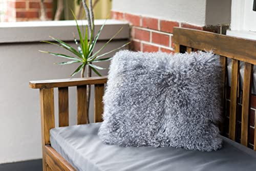 Naturally Sheepskins Echter 100% natürliches mongolisches Lammfell Kissenbezug, 50 x 50 cm, Grau
