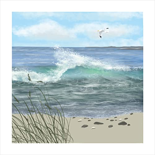 Mezzanine Artistic Blank/Birthday Greeting Card - Seagull at High Tide - Artwork by Carla Vize Martin - From the Range (MG-MEZ099)