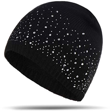 Ulalaza Sparkle kabelstickad mössa pom pom mössa dödskalle strumpa hatt manschett mössa för damer, stil1-6, one size