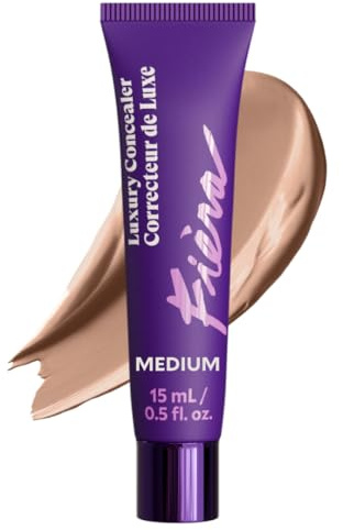 Fièra Luxury Concealer & Foundation with Anti-Aging Ingredients - Full Coverage for Dark Circles, Wrinkles, Fine Lines, and Spots, All-Day Wear For Mature Skin - Medium, 0.5 FL. OZ. / 15 ML
