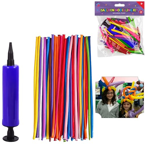30PCS Modelling Balloon Kit with Pump | Twistable Latex Balloons for Kids & Adults | DIY Animal Balloons (Dog, Sword, Flower) | Party Decorations, Birthday, Magic Shows | Durable & Non-Toxic (Blue)