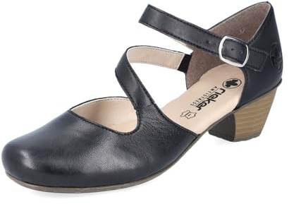 Rieker Femme Escarpins 41780, Dame Escarpins Slingback,Slingback,Bracelet à la Cheville,Cuir,Confortable,Noir (Schwarz / 00),38 EU / 5 UK