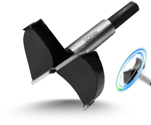 HAIMAYEE Broca Forstner 60mm Broca Para Madera Taladro de Aleación Con Tres Dientes de Posicionamiento y Vástago Redondo Para Corcho,Tablones de Madera Dura,Plástico