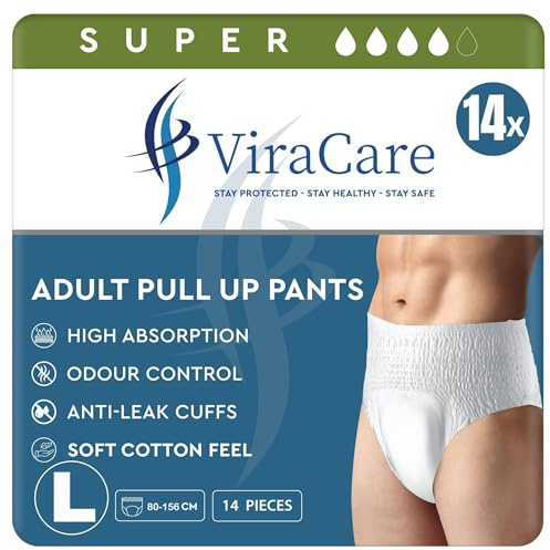 42 x Super Erwachsene Windeln - Maximale Saugfähigkeit und Schutz über Nacht - Windeln für Damen und Herren - Inkontinenzhöschen Größe L (Taillengröße 80-156 cm)