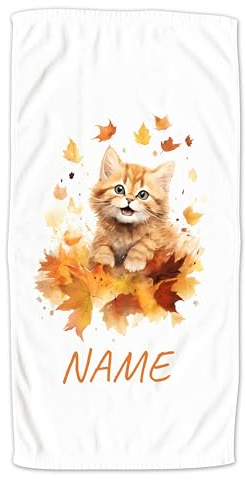 GRAZDesign Handtuch Baby Katze mit Namen personalisiert Kätzchen auf Badetuch, Strandtuch, Duschtuch für Kinder und Erwachsene - 140x70cm