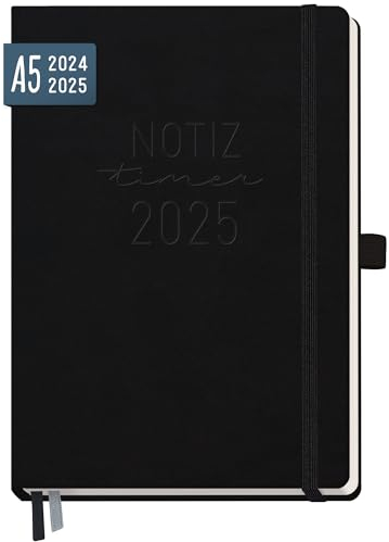 Häfft® Wochen-Notiz-Kalender 2024/2025 A5 All Black Buchkalender, Terminplaner 18 Monate: Jul 24 - Dez 25 - Wochenplaner, Terminkalender, Wochenkalender - nachhaltig & klimafreundlich