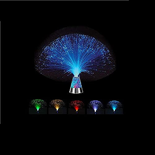 Colour Changing Fibre Optic Crystal Lamp, 7 Colors LED Night Light Whit Base, Mood Lamp for Bedroom & Living Room Battery Powered
