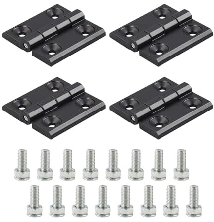 4 Pièces Charnière Fenêtre Charnière,Trous de Charnière Plats Pliants,Charnière Inox, Charniere Porte Lourde pour Portes Pleines Intérieures et Extérieures(Avec16 x M5 Vis)
