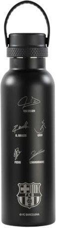 safta F.C. Barcellona Black – Borraccia termica, bottiglia d'acqua, in acciaio inox, doppio isolamento, 12 ore di bevanda calda e 24 ore di bevanda fredda, 7,3 x 25 cm, 600 ml, Nero, M, Casual