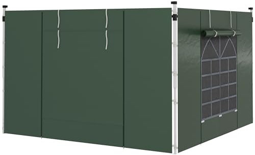 Outsunny Jeu de 2 Parties latérales pour pavillon 3x3/3x6 m, paroi latérale avec fenêtre et Fermeture Velcro, parois latérales étanches en Tissu Oxford, comme Protection Contre Le Vent et comme