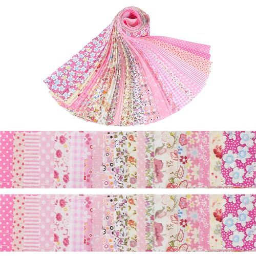 Lot de 40 tissus en coton pour patchwork - 6,2 x 50 cm - Motif floral - Tissu en coton pour travaux manuels - Bandes de tissu créatives en rouleaux à coudre