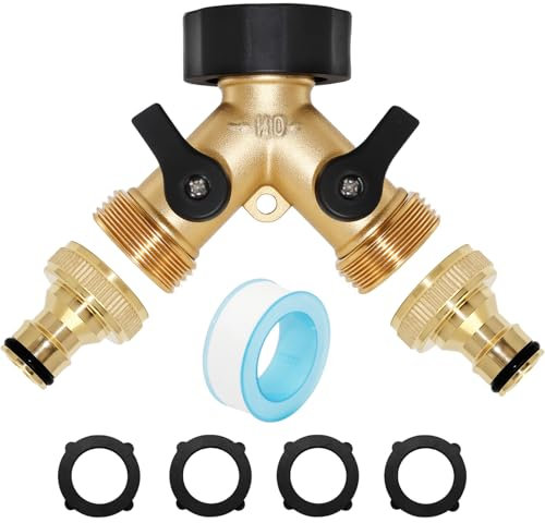 Robinet Double Machine a Laver, 2-Way Y-Dispenser, 3/4 Inch y Connector, Y Connector pour Jardin Conduites D'eau, Robinet Double Sortie pour Une Utilisation Sur Machine à Laver, Jardin