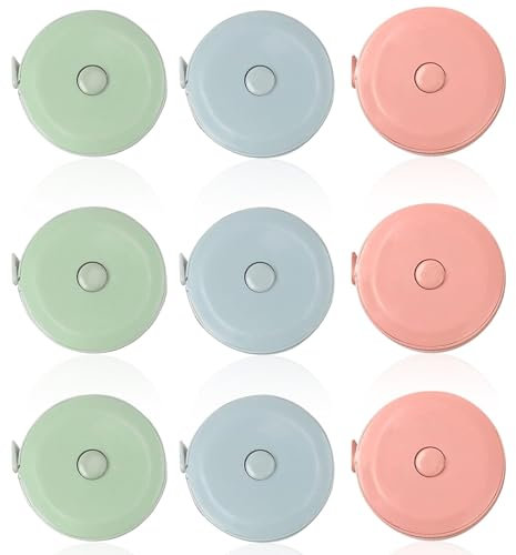 9 Stück Maßband Körper, 150 cm/60 Zoll Einziehbares Schneidermaßband Körpermaßband Mensch, zum Messen von Brust Taille Länge für präzise Körpermaße zum Nähen, Schneidern und Basteln mit Stoff
