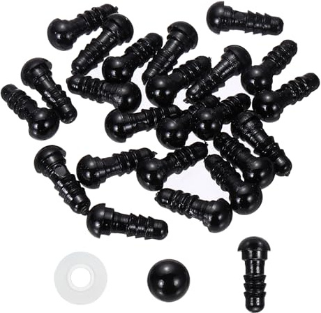 PATIKIL Occhi Sicurezza 6mm, 40 PCS Occhi in Plastica per Artigianato con Pellicola Protettiva E Rondelle per Animali di Peluche Giocattoli all'Uncinetto Bambole DIY Creazione, Nero