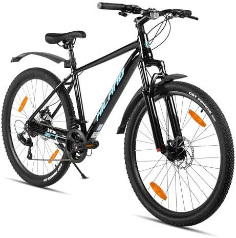 HILAND 26 tums mountainbike för kvinnor män vuxna, 21 växlar MTB med aluminiumram, dubbla skivbromsar, män och kvinnor mountainbike, svart