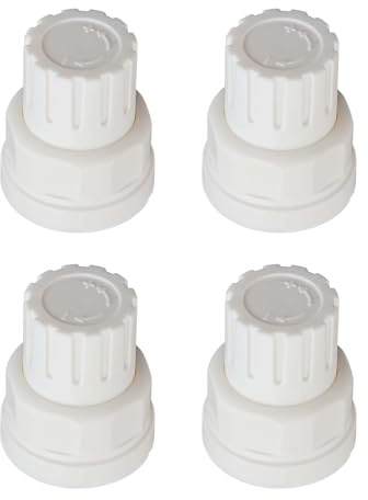 Confezione da 4 valvole di controllo della temperatura M30 x 1,5 per sistema collettore di riscaldamento a pavimento, manopola in plastica bianca (corta)