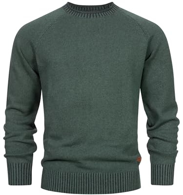 Indicode Herren INMassum Feinstrickpullover mit Rundhals-Ausschnitt | Strickpullover aus Baumwolle Army Mix, M