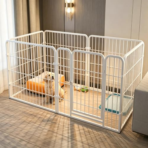 HechoVinen Dog Pen 6-Panel Indoor Outdoor, Foldable Puppy Playpen with Door, Heavy Duty Pet Exercise Fence for Puppies, Cats, Rabbits and Other Animals