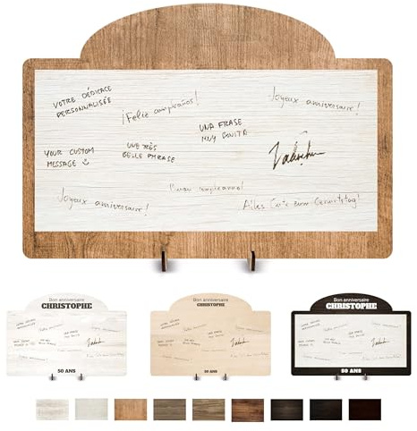 Ballonssimo Carte 100% personnalisable en Bois. Cadeau original et livre d'or alternatif en bois décoration de fête homme femme garcon enfant. Fabriqué en France