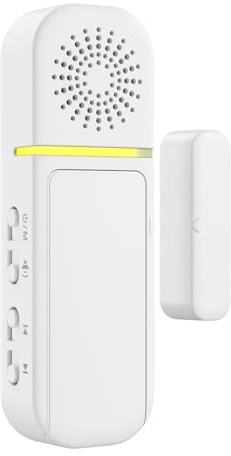 SanJie Timbre de puerta y sensor de alarma abierta para puerta izquierda, retardo instantáneo o 30s/1/2 mínimo, 27 campanillas, silencio a 110 dB, alarma de puerta de entrada cuando se abre para