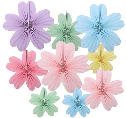Papierblumen zum Aufhängen, 9 Stück Papier Blumen Papierblumen Papierfächer Blumen Deko Geburtstag für Geburtstagsdeko Hochzeit