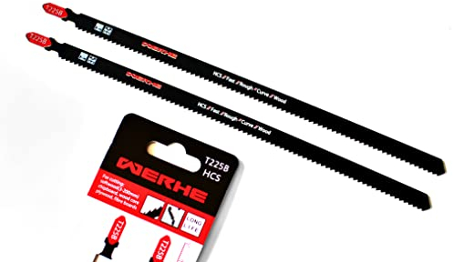 WERHE ® Profi – 2 x Holz Stichsägeblätt – C 250mm T225B Schlank lang – Weit Leben dicker Schichten – Kompatibel mit Bosch, Metabo, Milwaukee, Makita Stichsägen