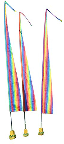 DEKOVALENZ - Balifahne SANUR, 3 Meter Regenbogen, Stoff ohne Stange, Umbul Umbul