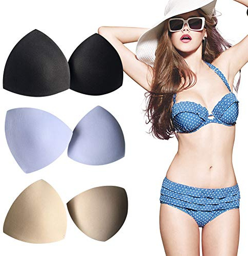 Coussin de Soutien-Gorge,Coussin de Soutien-Gorge de Sport 3 Paires d'inserts de Soutien-Gorge Amovibles Coussinets de Soutien-Gorge de Sport pour Maillots de Bain, Blanc, Noir, Beige